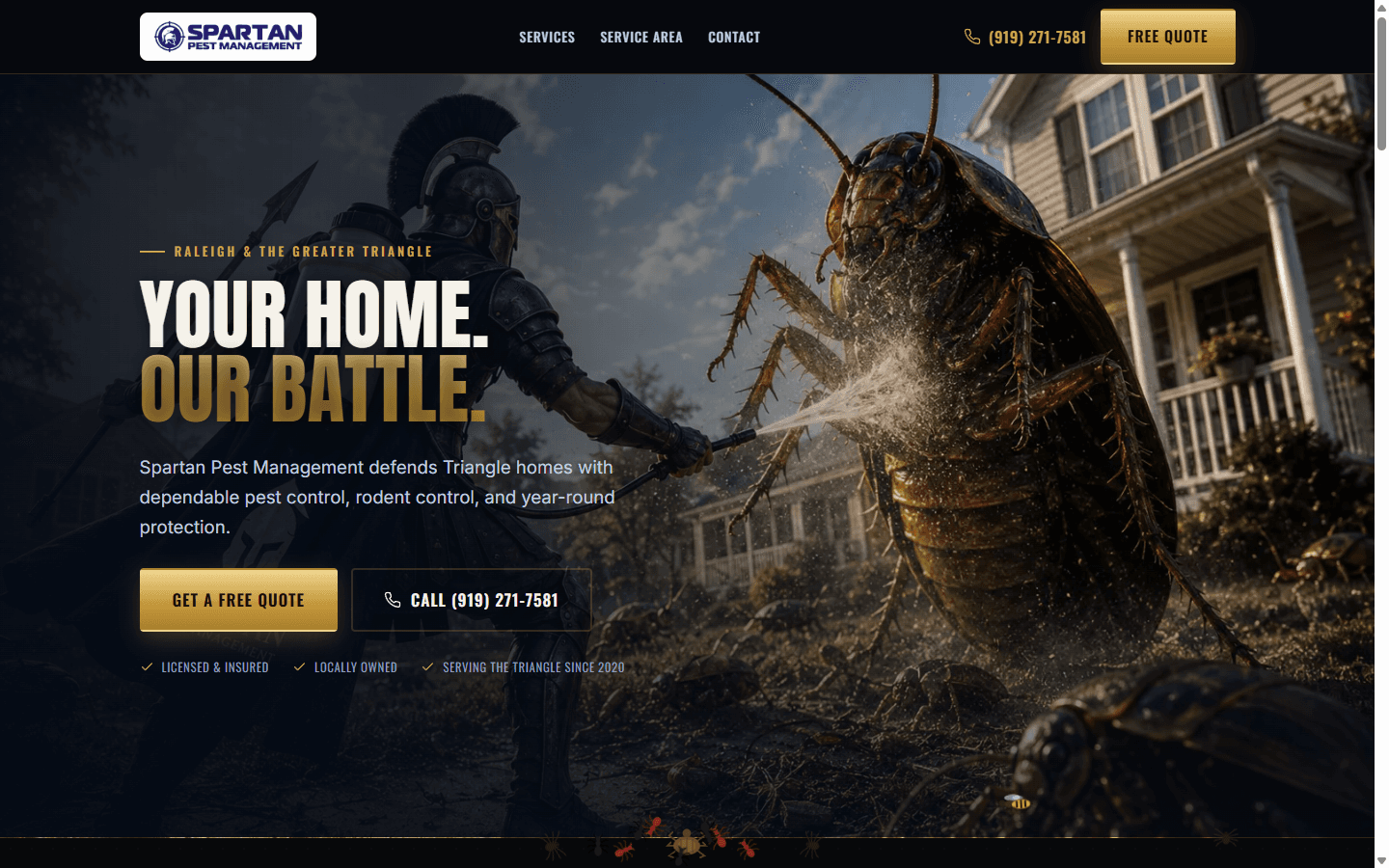 Spartan Pest — homepage screenshot
