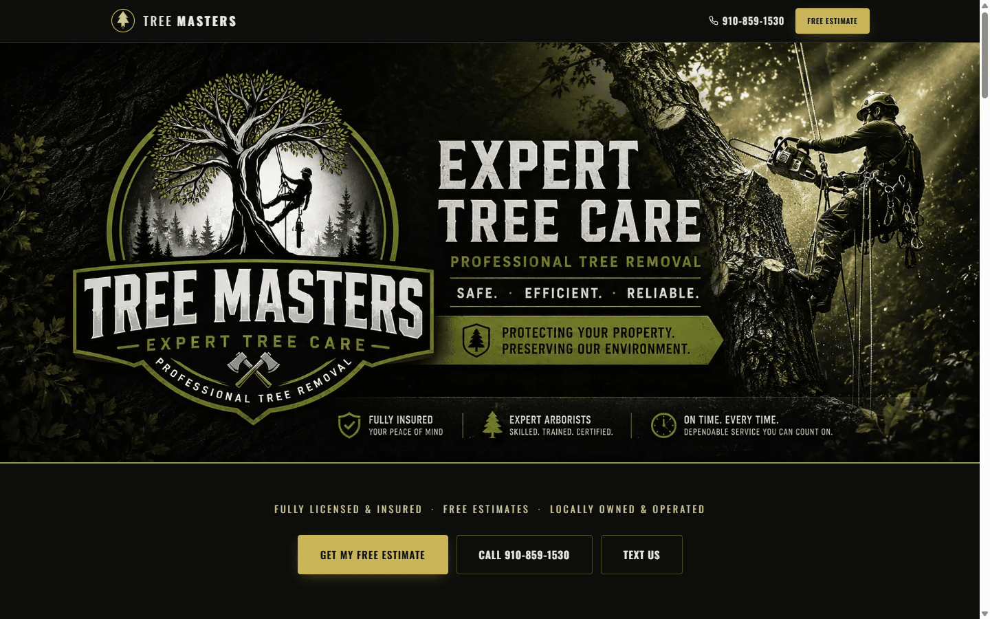 Tree Masters NC — homepage screenshot
